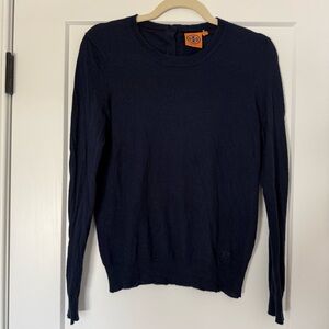 Tory Burch Navy Crew Neck Iberia Sweater